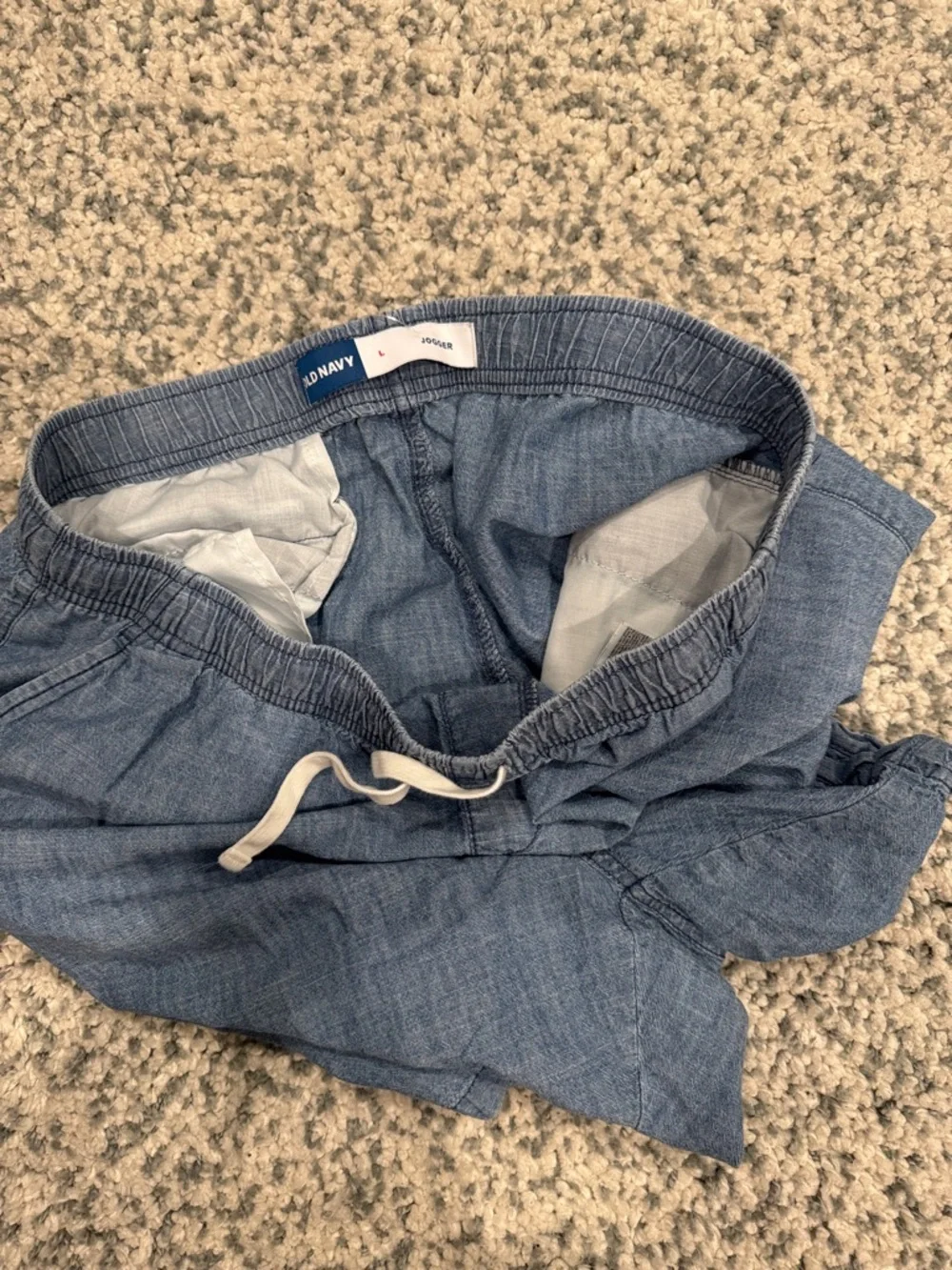 Old Navy Light Chambray Men’s Drawstring Athletic Shorts - Blue